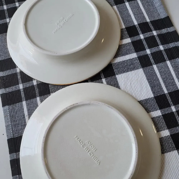 Vintage Avon Frosted Fruit Plate Set Dish Ivory Embossed Gold Trim Food Candle - Picture 5 of 8